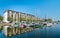 View of a marina in Caen, France