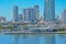 View of a Marina and Downtown St. Petersburg from the new St. Pete Pier on Tampa Bay, Florida