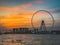 View of Marina JBR beach and the Ain Dubai Giant ferris Wheel in Meraas Dubai, United Arab Emirates