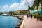 View of the marina in Miami, Florida, Promenade at marina of Bridgetown, Barbados, AI Generated