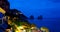 View of Marina Piccola and Faraglioni by night, Capri island