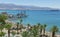 View on marina and sandy beach in Eilat