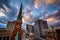 View of Market Square Presbyterian Church and buildings on 2nd S