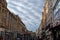 View of market street in Oxford at cloudy day