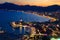 View of Marmaris harbor on Turkish Riviera by night