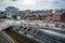 View of the Massachusetts Turnpike and Boylston Street, in Back