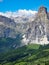 View of massiccio Sassongher in Val Badia from Corvara. Italian Dolomites, Europe