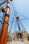 View of mast and rigging on the tall sail ship.