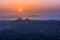 View of Matanga Hill during the sunrise, Unesco World Heritage town in Hampi, Karnataka, India