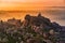 View of Matanga Hill during the sunrise, Unesco World Heritage town in Hampi, Karnataka, India