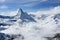 View of the Matterhorn from the Rothorn summit station. Swiss Alps, Valais, Switzerland.