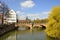 View of Maxbrucke bridge across Pegnitz river in Nuremberg