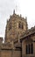 View of the medieval church of bradford cathedral in west yorkshire the tower and decorative stonework