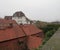 View of the medieval European city. Red tiled roofs. Mason, Germany.