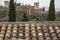View on medieval fortress Alhambra and snow on Sierra Nevada mountains, Granada, Andalusia, Spain
