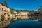 View of the medieval thermal baths in Bagno Vignoni a small village in Val`d`Orcia