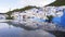 View of the Medina old town of Chefchaouen, in Morocco, with reflections.