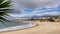 View of the Mediterranean beach of Marbella in southern Spain.