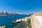 A view on the Mediterranean sea and on the skyline of the Maltese capital Valetta