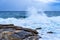 View of the Mediterranean Sea in summer time, while a huge storm has erupted at sea.