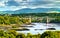 View of the Menai Suspension Bridge across the Menai Strait in Great Britain