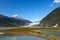 A view of Mendenhall Glacier in the Tongass National Forrest in Juneau, Alaska