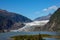 A view of Mendenhall Glacier in the Tongass National Forrest in Juneau, Alaska