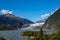 A view of Mendenhall Glacier in the Tongass National Forrest in Juneau, Alaska