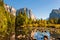 View at Merced River, El Capitan, Cathedral Rocks, Yosemite National Park, California, USA