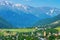 View on Mestia village in Svaneti valley