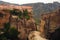 view of Meteora with its monastery perched on the summit of its rocks