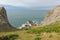 View of Mewslade bay with sheep The Gower coast Wales