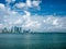 View of Miami downtown skyline at sunny and cloudy day with amazing architecture