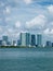View of Miami downtown skyline at sunny and cloudy day with amazing architecture