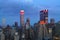 View of midtown of Manhattan on sunset. Panorama of skyscrapers of New York City, Manhattan.