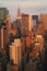 View of midtown of Manhattan on sunset. Panorama of skyscrapers of New York City, Manhattan. Top View