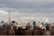 View of midtown Manhattan from the walkway on the Brooklyn Bridge