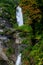 View of the mighty Rychenbachfall waterfall in a mountain gorge near Meiringen, Switzerland