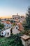 View of Mikulov with beautiful Baroque castle on the rock at sunset,south Moravia,Czech Republic.Dominant of town skyline.Czech