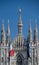 View of the Milan Cathedral and the square. Duomo di Milano. Lombardy, Italy