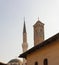 View of minaret and clock tower, Sarajevo