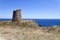 View of Minervino tower, the fortification and defense from the east coast of Salento in the municipality of Santa Cesarea Terme,