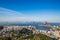 View from Mirante Dona Marta overlooking the city of Rio de Janeiro with Sugarloaf mountain and Guanabara bay on a clear sunny day