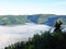 View of the Mirna River valley and autumn morning fog from the old town of Motovun - Istra, Croatia /Pogled na dolinu rijeke Mirne