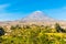 View of Misty Volcano in Arequipa, Peru, South America