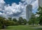 View of a modern office building in Frankfurt Westend