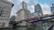 View of modern office buildings in the district of the Docklands in London