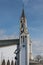 View of  Modern Szentlelek Holy Spirit church in Heviz Hungary with blue color