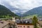 View of Moena, in the Dolomites, at summer