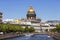 View of Moika river embankments and domes of St. Isaac`s Cathedral,St. Petersburg
